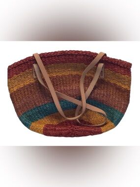 Anton Brand Woven Straw Large Tote Bag.  Multicolored. Pre owned.